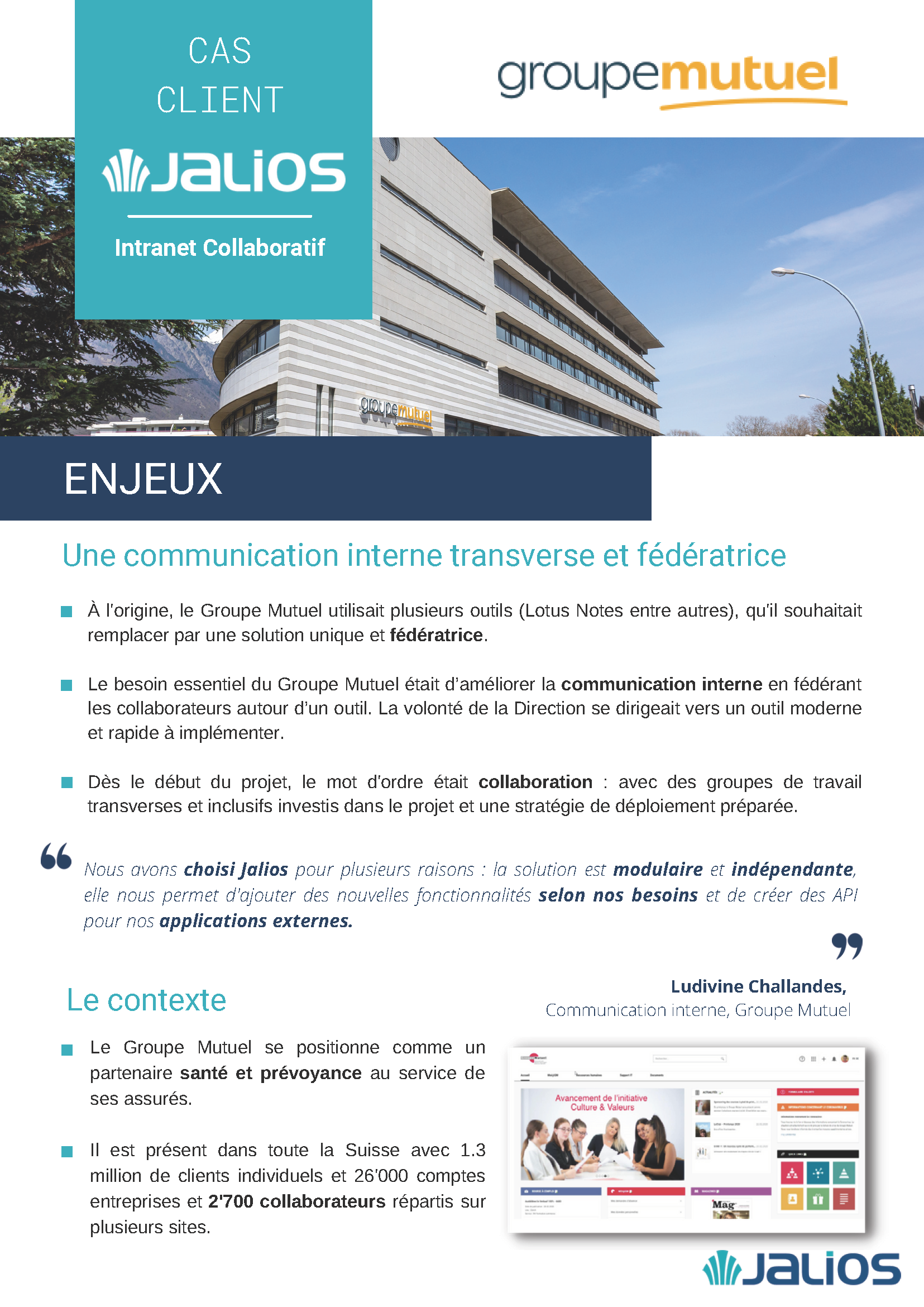 Document expliquant un cas client avec l'outil jalios
