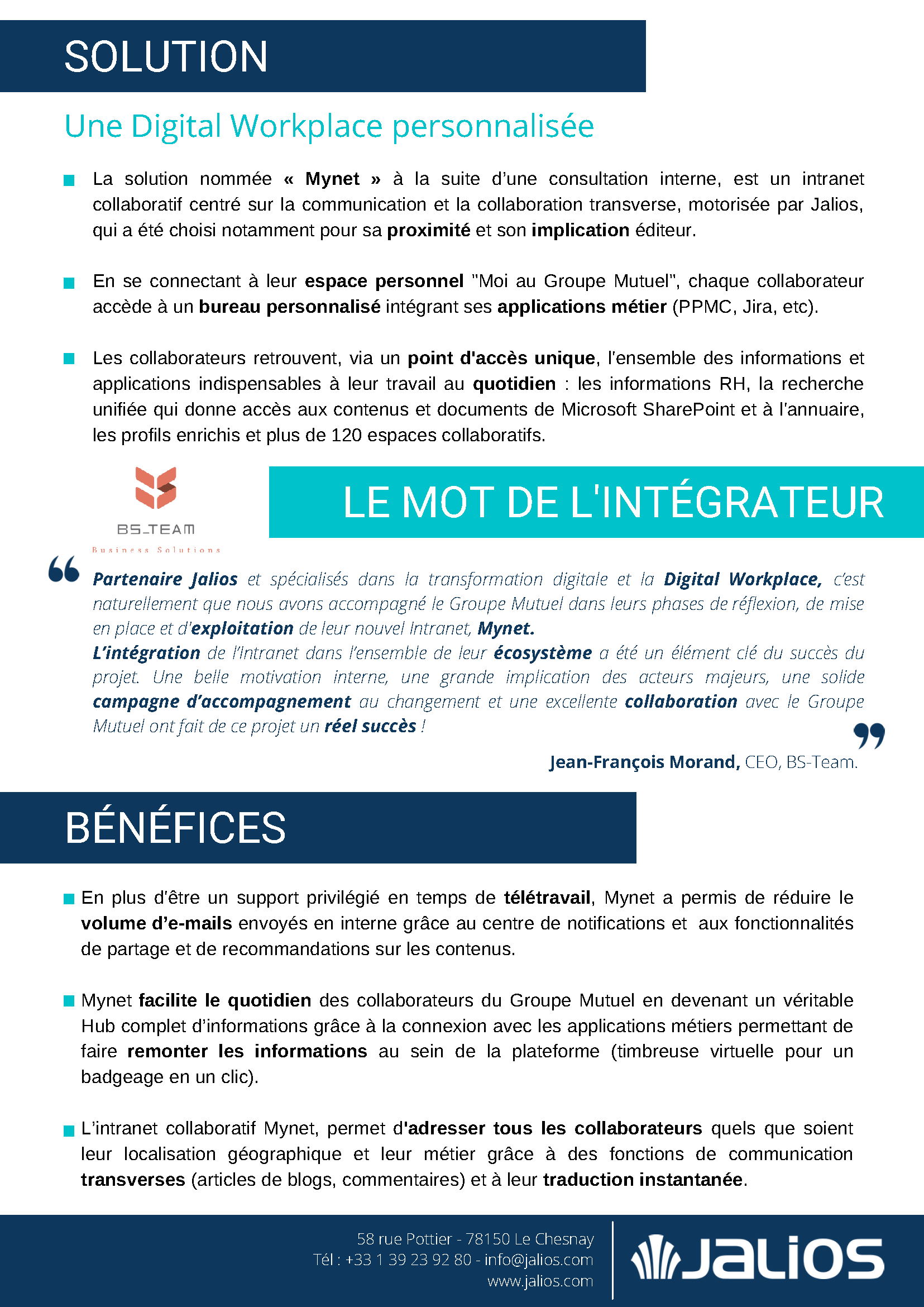 Document expliquant un cas client avec l'outil jalios